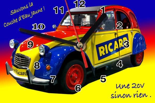Objet Voiture Ricard en horloge murale rétro vintage 20