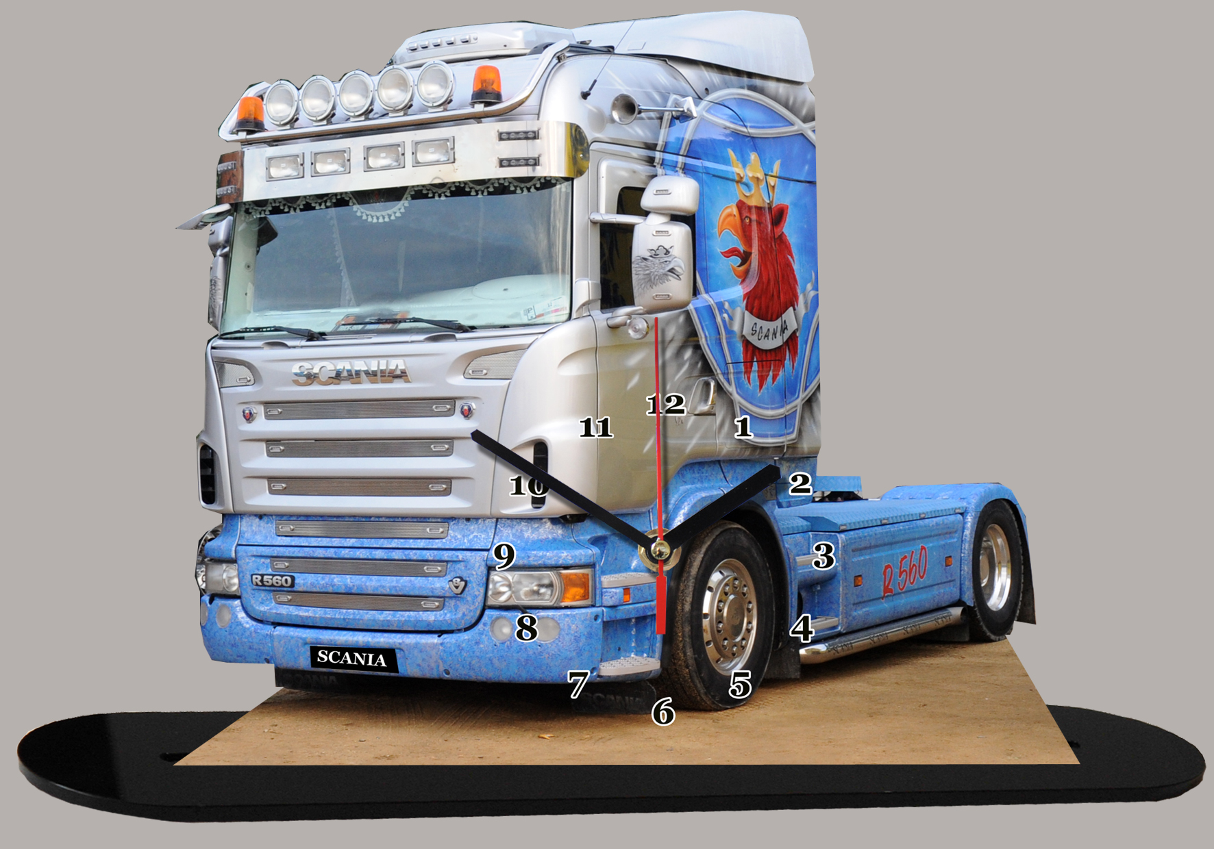 Truck Suédois Scania R 560 décoré miniature camion truck horloge