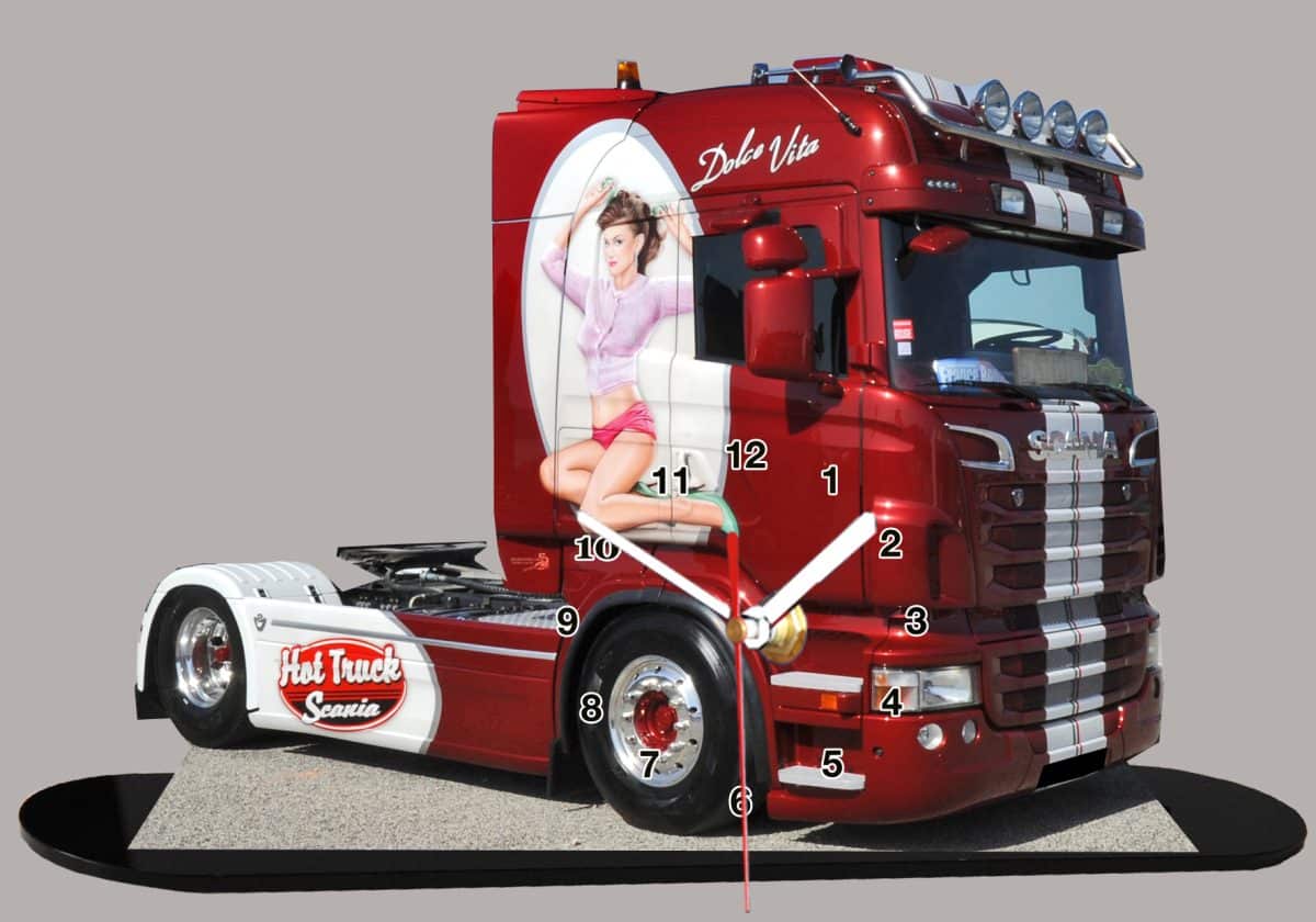 Truck Suédois Retro Scania Orange 06 miniature camion truck horloge