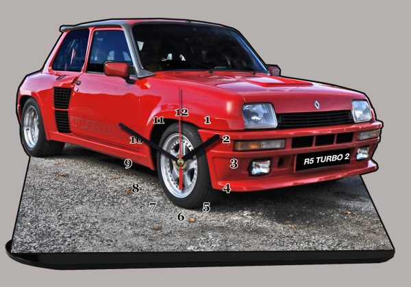 Renault 5 Turbo 2 Rouge en horloge sur socle 12