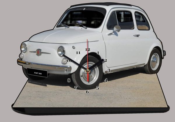 Fiat 500 blanche 01 en auto horloge