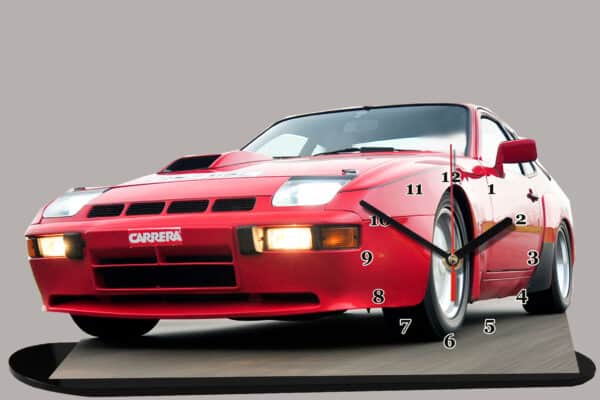 Porsche 924 rouge -01en horloge miniature