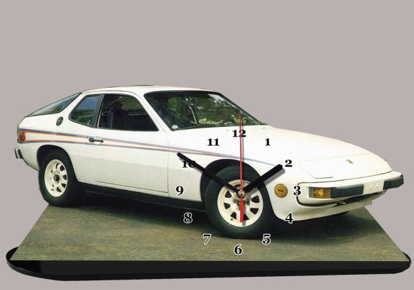 Porsche 924 blanc -02 en horloge miniature