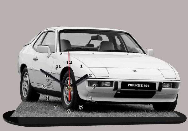 Porsche 924 blanc -03 en horloge miniature