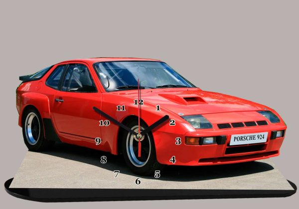 Porsche 924 rouge -04 en horloge miniature