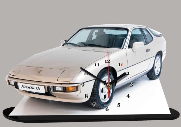 Porsche 924 grise -05 en horloge miniature