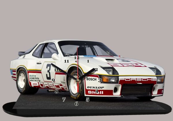 Porsche 924 rallye blanc -07 en horloge miniature