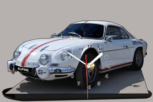 Alpine Renault A110 blanc -02 en horloge miniature