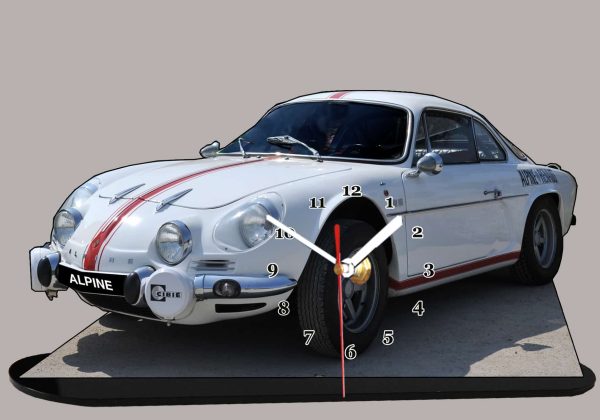 Alpine Renault A110 blanc -02 en horloge miniature