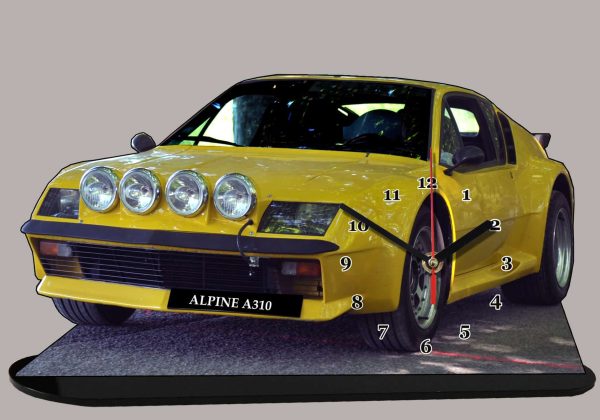 Alpine Renault A310 jaune-01 en horloge miniature