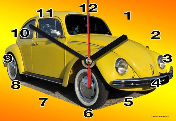 Volkswagen Cox jaune en horloge murale 04
