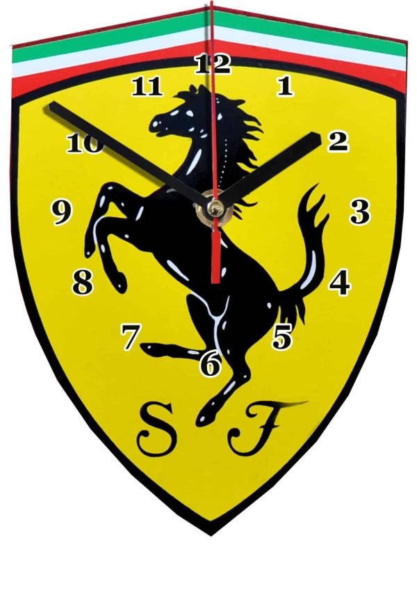 logo Ferrari en horloge murale 02