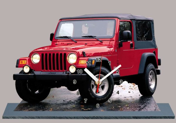 Jeep Wrangler rouge en horloge miniature 01