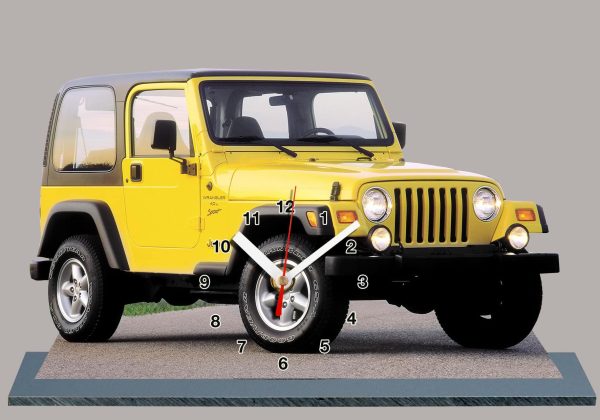 Jeep Wrangler jaune en horloge miniature 02