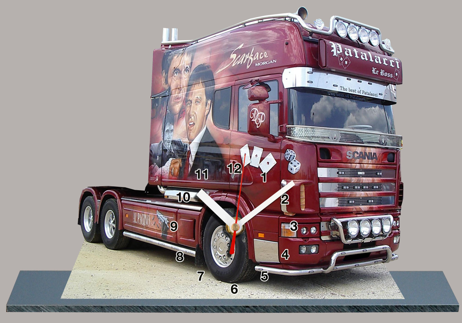 Truck Suédois Scania décoré miniature camion truck horloge