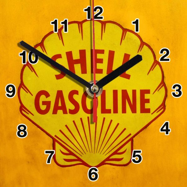 logo ancien Shell Gasoline en horloge murale 01