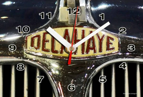 logo ancien Delahaye  en horloge murale rectangulaire 01