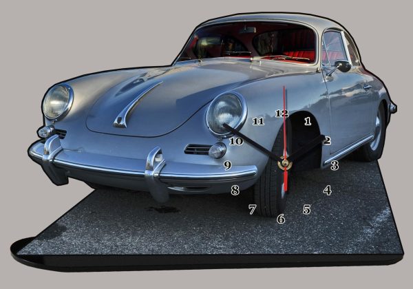 Porsche 356 Grise en Auto horloge miniature