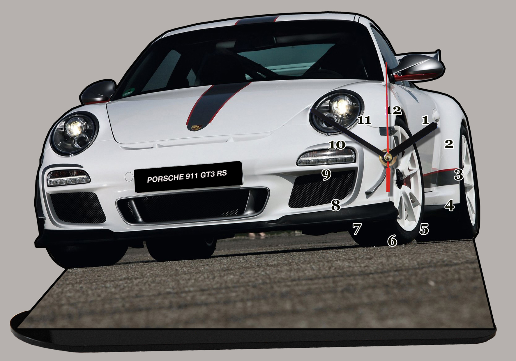 Porsche 911 GT3 RS blanche en miniature auto Horloge