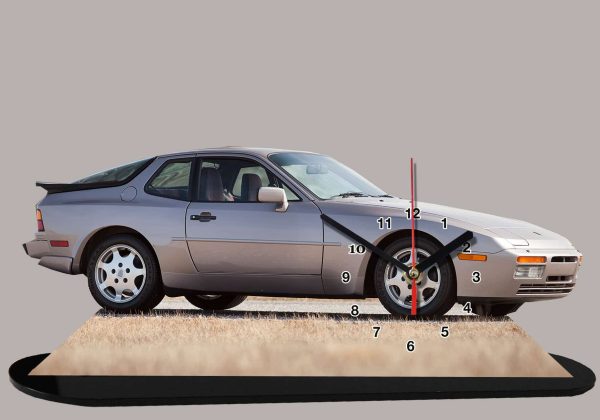 Porsche 944 Grise en Auto horloge miniature-01