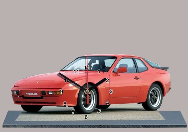 Porsche 944 Rouge en auto horloge miniature-05