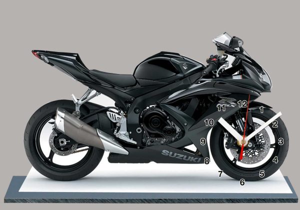 Moto, Suzuki 750 GSR -05 en horloge miniature sur socle