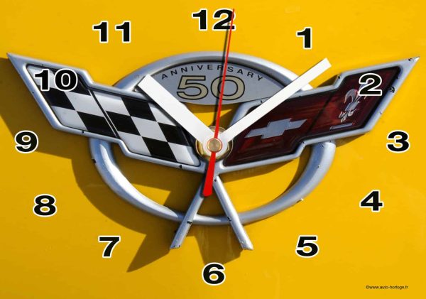 Logo Chevrolet-Corvette-02m en horloge murale