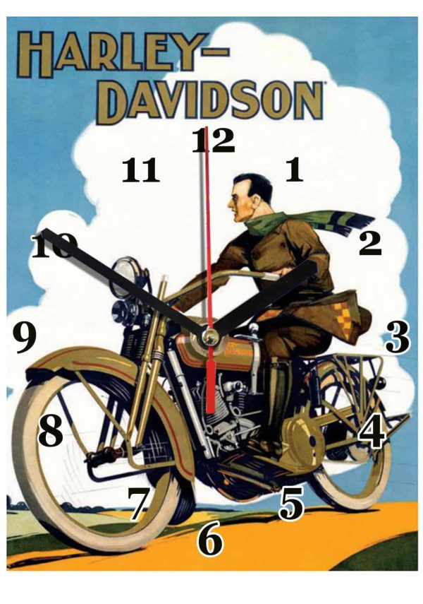 Vieille pub Harley Davidson rétro  en horloge murale