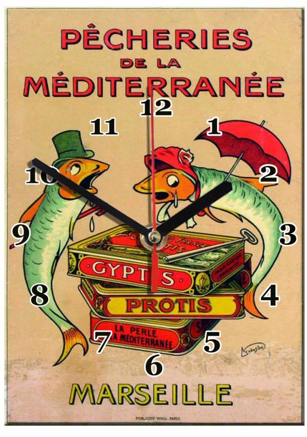 Pêcheries 01hm en horloge murale vintage