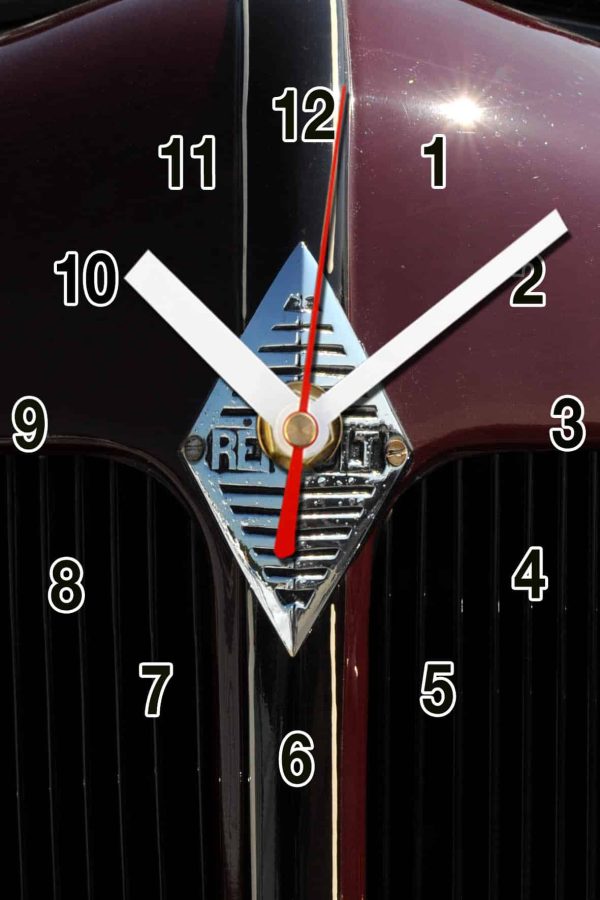 Logo rétro Renault-02, en horloge murale alu