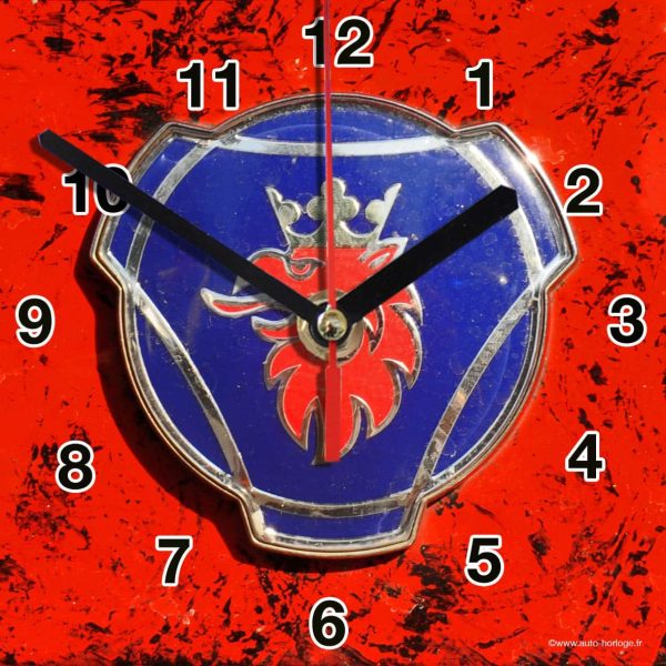 Logo calandre Scania-02 en horloge murale
