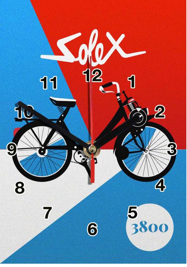 Velosolex-03-hm, d'après une affiche en horloge murale alu