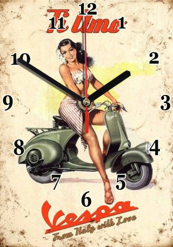 Publicité Vespa-01hm en horloge murale