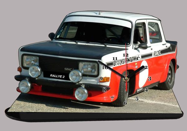 Simca Rallye 2 SRT en horloge miniature sur socle 04