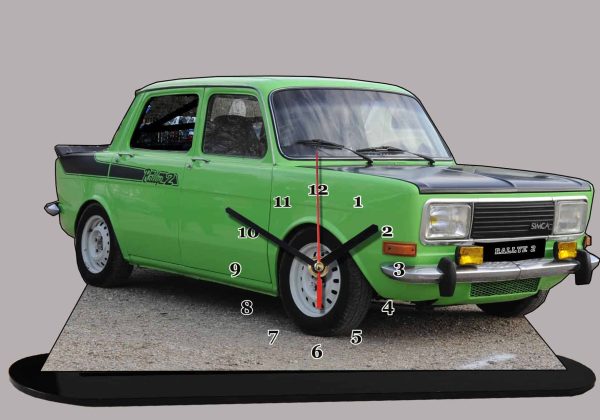 Simca Rallye 2 en horloge miniature sur socle 03