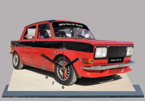 Simca Rallye 2 en horloge miniature sur socle 05