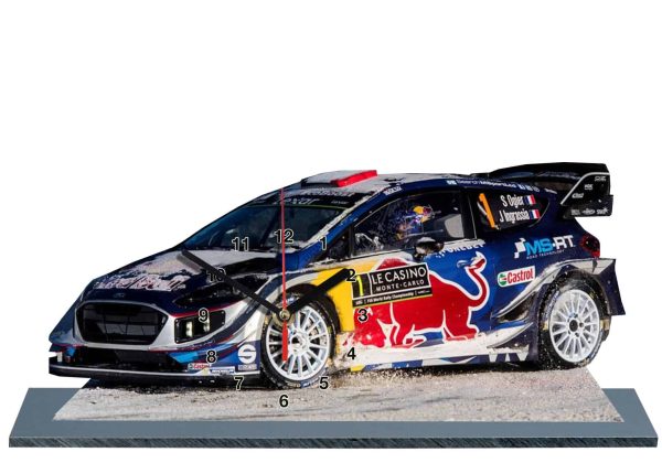 Sébastien Ogier, Monte Carlo 2017, Ford Fiesta wrc en horloge miniature sur socle 07