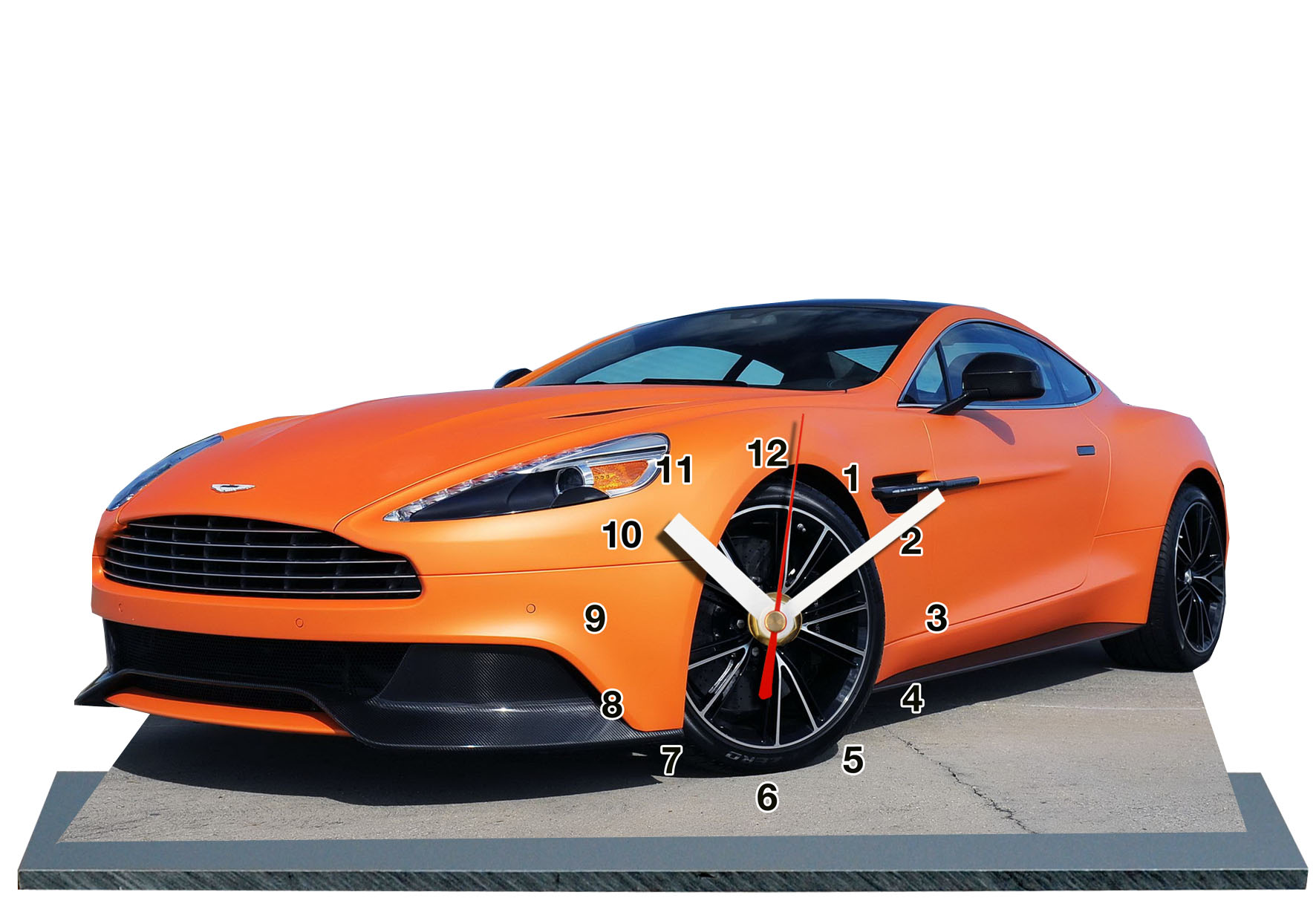 Auto horloge miniature Aston Martin modèle Orange | AUTO HORLOGE