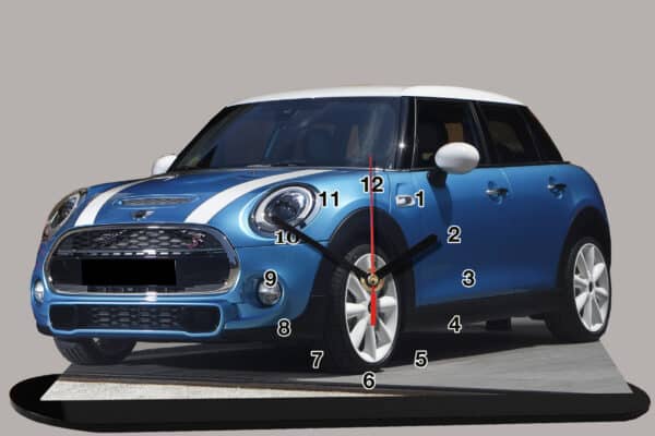 Mini bleue et bandes blanches en miniature sur socle 16