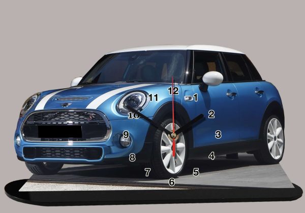 Mini bleue et bandes blanches en miniature sur socle 16