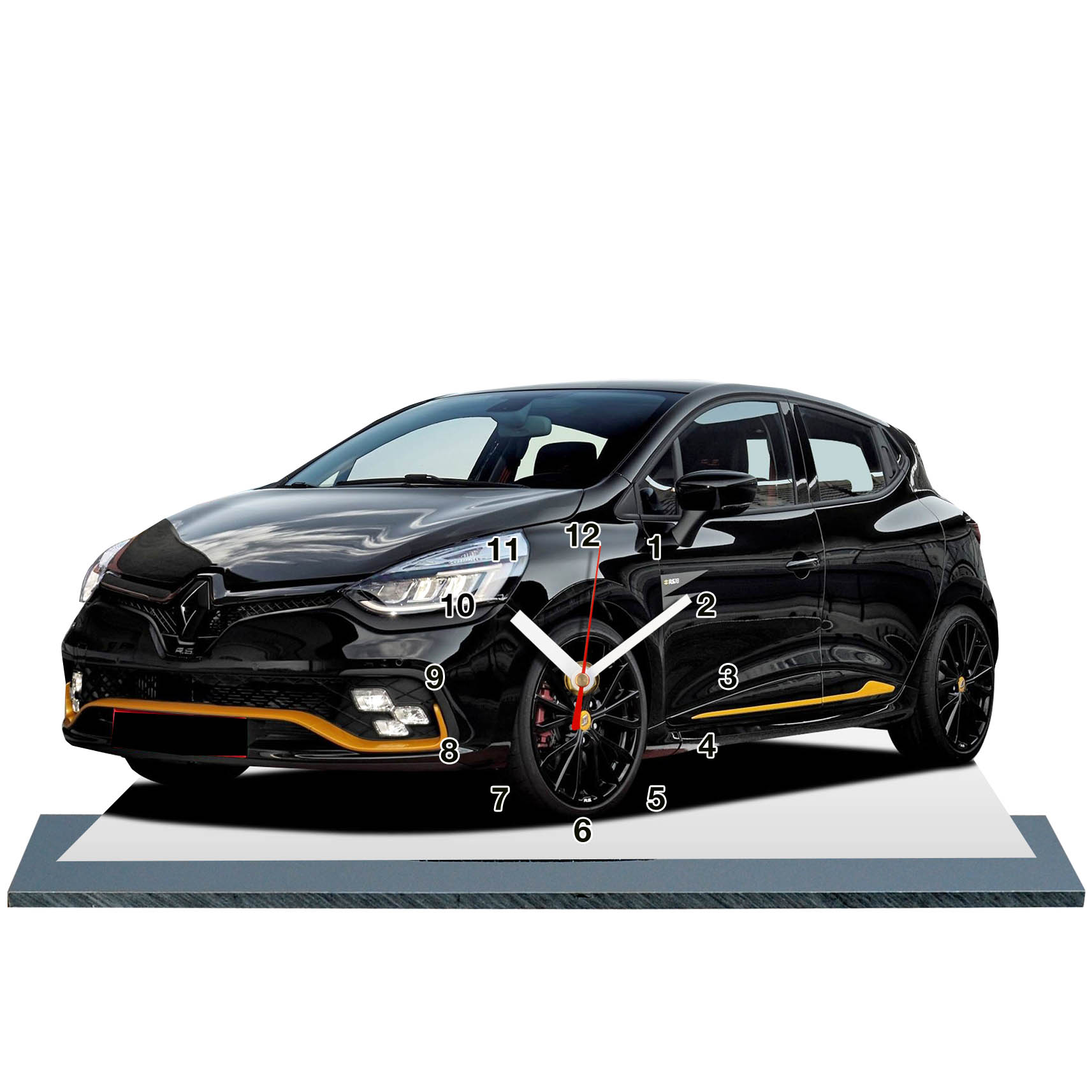 Renault Clio 4 RS 2018 en horloge miniature sur socle 07