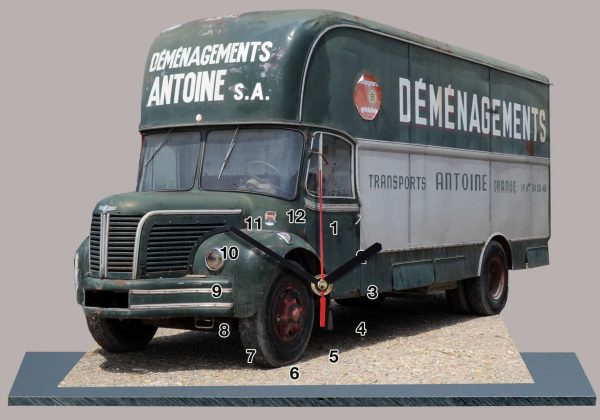 Camion Rétro Berliet 05 en Horloge sur socle