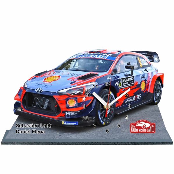 Sébastien Loeb, Hyundai 20 wrc, Rallye Monte-Carlo 2020 en horloge sur socle 01