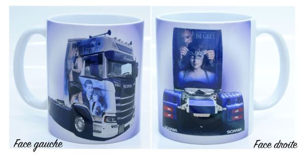 Camion, Truck décoré Scania 50 nuances de Grey, transporteur Kenny Coin en mug