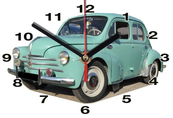 R 4cv vert en horloge murale 02